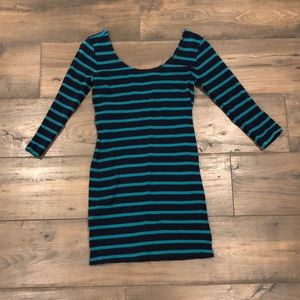 Scoop neck stripe bodycon mini dress